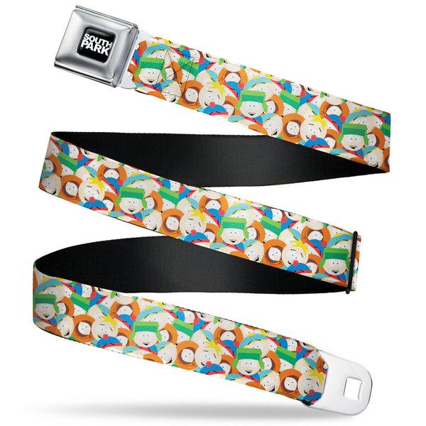 buckle down SOUTH PARK Title Logo Full Color Black/White Seatbelt Belt - South Park Boys Expressions Stacked Webbing