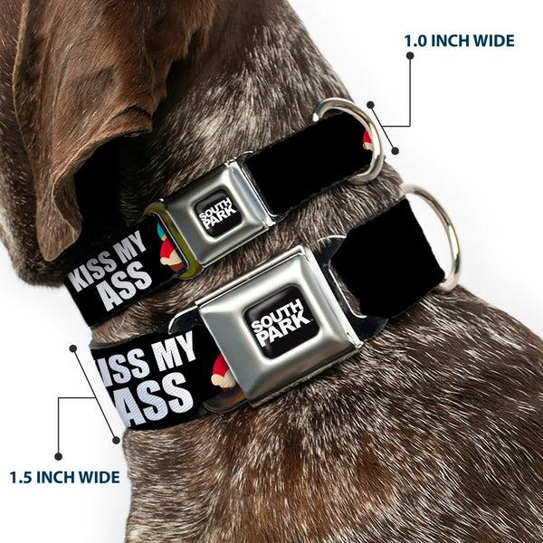 Buckle Down SOUTH PARK Title Logo Full Color Black/White Seatbelt Buckle Collar - South Park Cartman Pants KISS MY ASS Pose Black/White