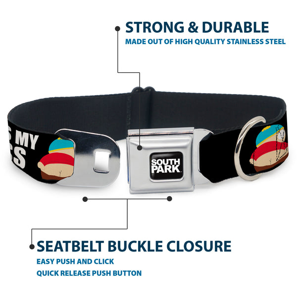 Buckle Down SOUTH PARK Title Logo Full Color Black/White Seatbelt Buckle Collar - South Park Cartman Pants KISS MY ASS Pose Black/White