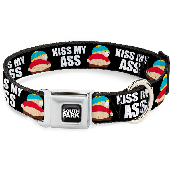 buckle down SOUTH PARK Title Logo Full Color Black/White Seatbelt Buckle Collar - South Park Cartman Pants KISS MY ASS Pose Black/White