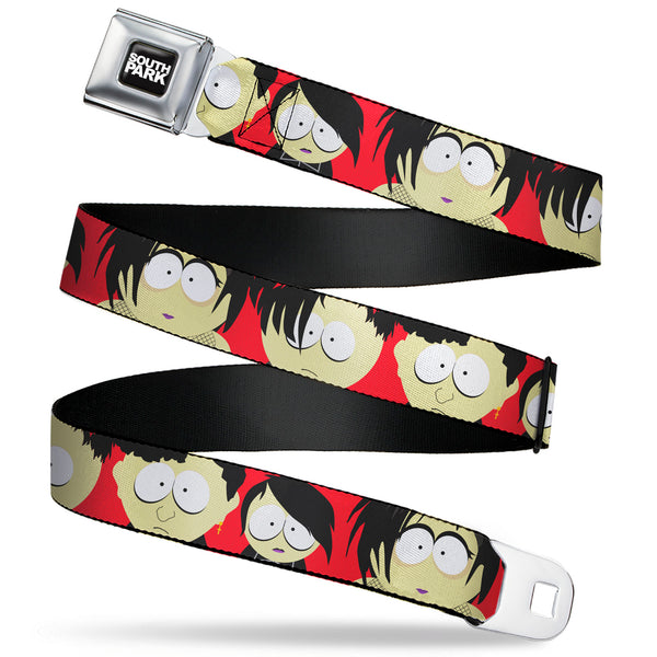 buckle down SOUTH PARK Title Logo Full Color Black/White Seatbelt Belt - South Park Goth Kids Expressions Red Webbing