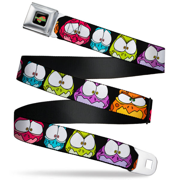 Buckle Down SPACE JAM Logo Full Color Black/Red/Green Seatbelt Belt - Space Jam Nerdlucks Faces CLOSE-UP Black Webbing