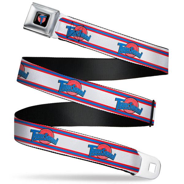 buckle down Space Jam Tune Squad Icon Full Color Black/Red/Blue Seatbelt Belt - Space Jam TUNE SQUAD Logo Stripe White/Red/Blue Webbing
