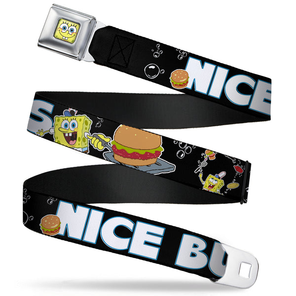 buckle down Sponge Bob Face CLOSE-UP Full Color Seatbelt Belt - SpongeBob & Krabby Patty NICE BUNS Webbing