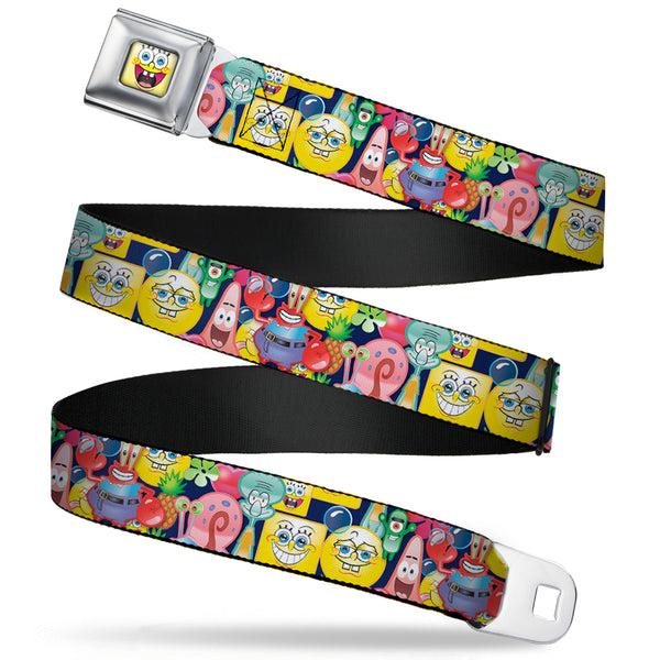 Buckle Down SpongeBob Open Mouth Smile Full Color Seatbelt Belt - SpongeBob Expressions & Friends Stacked Webbing