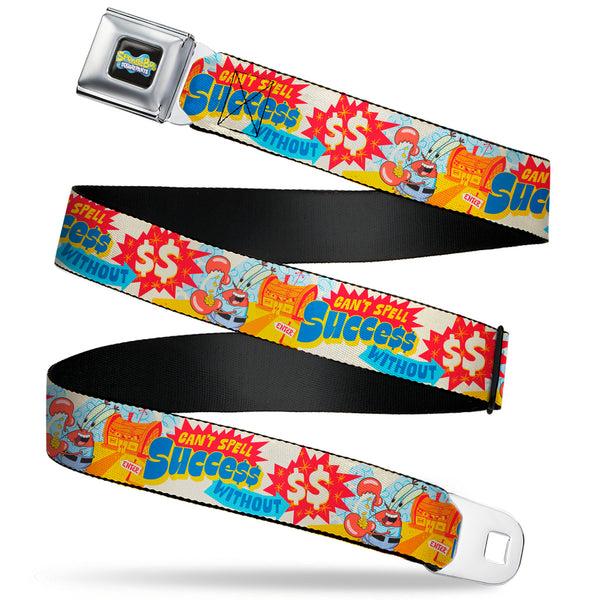 buckle down SpongeBob SquarePants Logo Full Color Black/Blues Seatbelt Belt - SpongeBob SquarePants Mr. Krab Krusty Krab SUCCCE$$ Collage Ivory/Multi Color Webbing