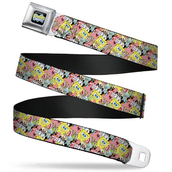 buckle down SpongeBob SquarePants Logo Full Color Black Seatbelt Belt - SpongeBob 5-Characters Stacked Webbing