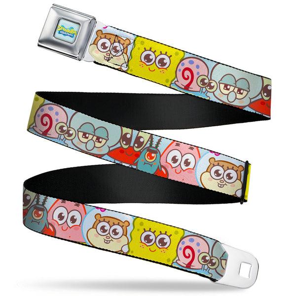 buckle down SPONGEBOB SQUAREPANTS Title Logo Full Color Blues/Yellow Seatbelt Belt - SpongeBob SquarePants and Friends Close-Up Face Light Blue Webbing