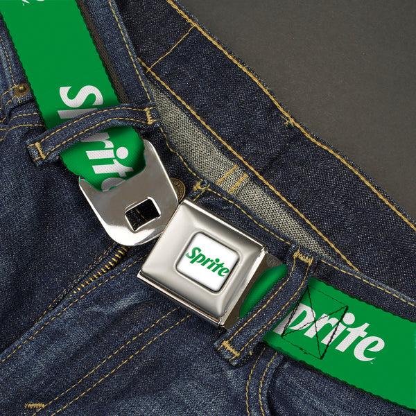 Buckle Down SPRITE Logo Full Color White/Green Seatbelt Belt - SPRITE Logo Green/White Webbing