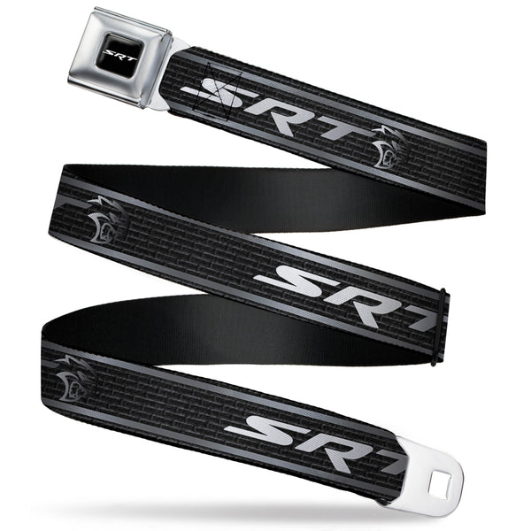 buckle down SRT Logo Full Color Black White Seatbelt Belt - Dodge SRT Hellcat Logo Stripe Black/Silver/White Webbing