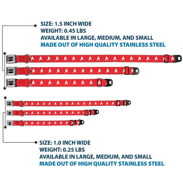 Buckle Down STAR TREK Text Logo Full Color Black/White Seatbelt Buckle Collar - Star Trek Starfleet Insignia Red/White