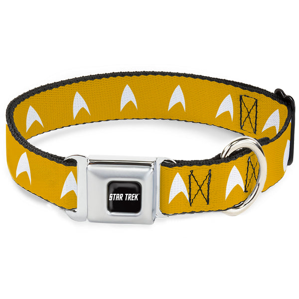 buckle down STAR TREK Text Logo Full Color Black/White Seatbelt Buckle Collar - Star Trek Starfleet Insignia Golden Yellow/White
