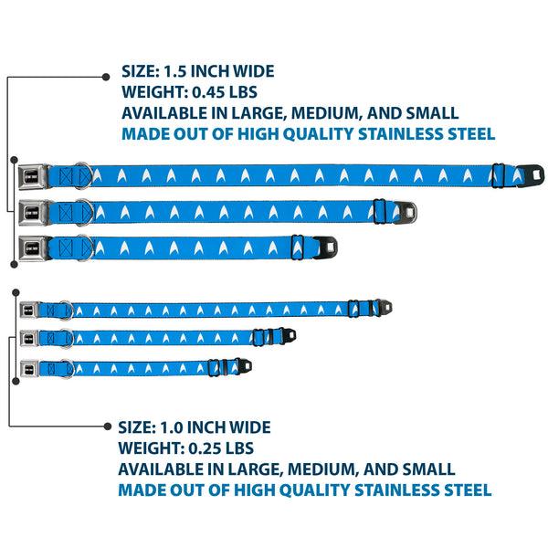 Buckle Down STAR TREK Text Logo Full Color Black/White Seatbelt Buckle Collar - Star Trek Starfleet Insignia Blue/White