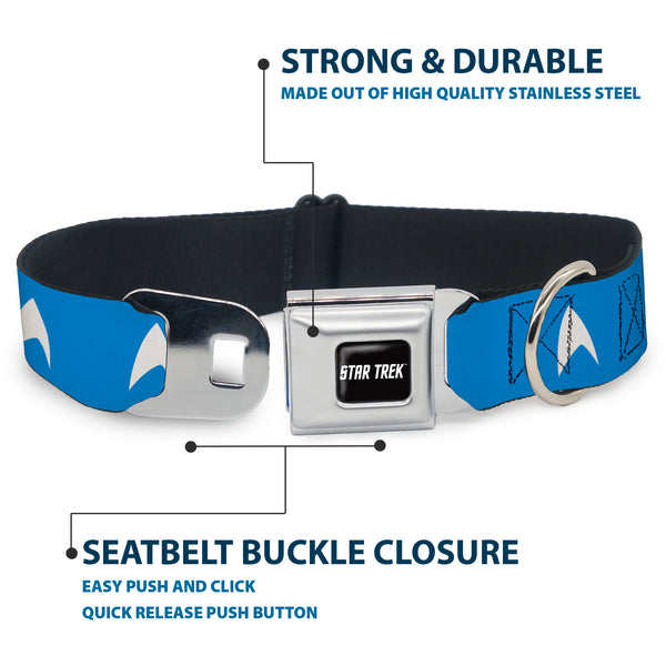 Buckle Down STAR TREK Text Logo Full Color Black/White Seatbelt Buckle Collar - Star Trek Starfleet Insignia Blue/White