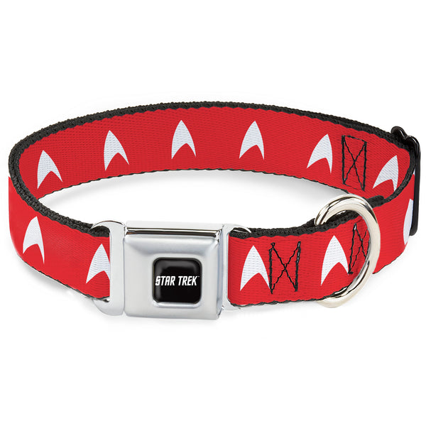 buckle down STAR TREK Text Logo Full Color Black/White Seatbelt Buckle Collar - Star Trek Starfleet Insignia Red/White