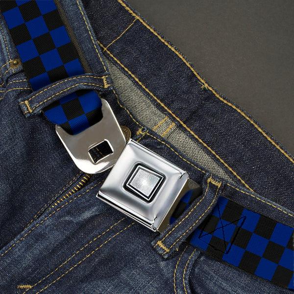 Buckle Down Starburst Seatbelt Belt - Checker Black/Blue Webbing