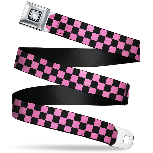 buckle down Starburst Seatbelt Belt - Checker Black/Pink Webbing