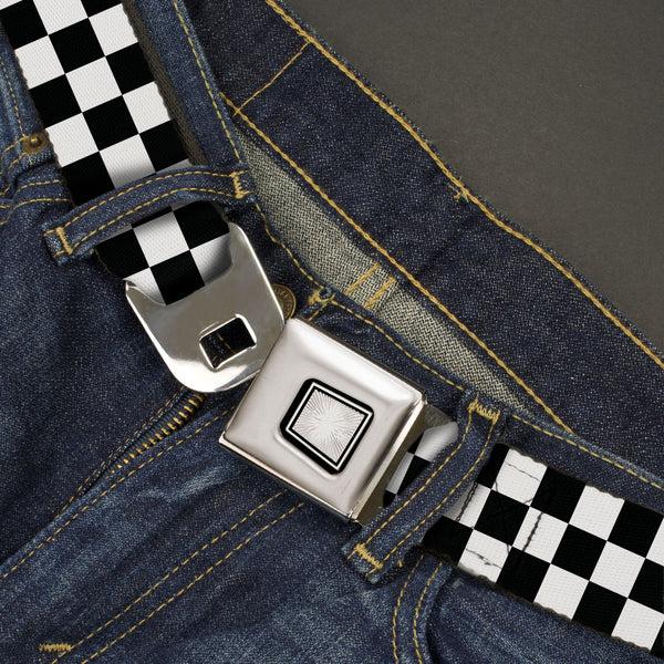 Buckle Down Starburst Seatbelt Belt - Checker Black/White Webbing