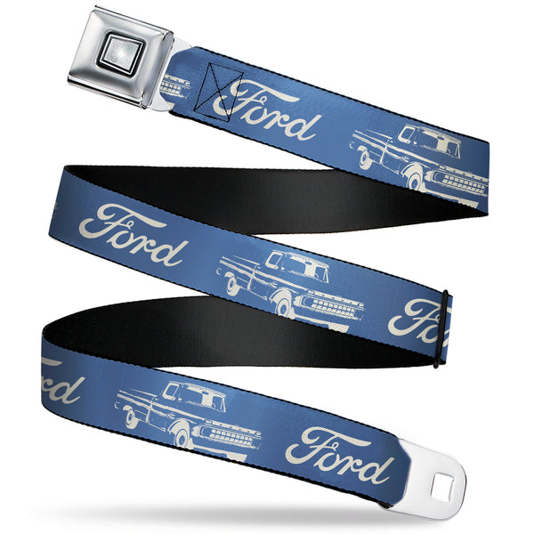buckle down Starburst Seatbelt Belt - FORD Script and Vintage Truck Blue/White Webbing