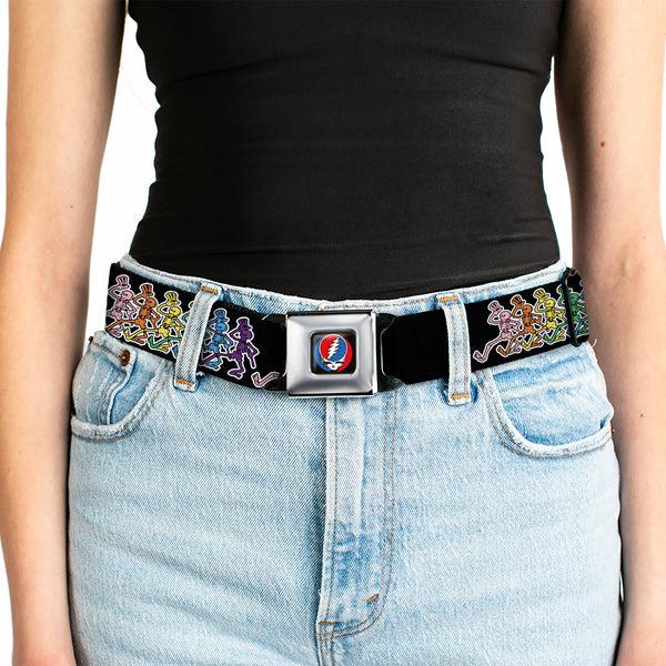 Buckle Down Steal Your Face Seatbelt Belt - Dancing Skeletons Black/Multi Color Webbing