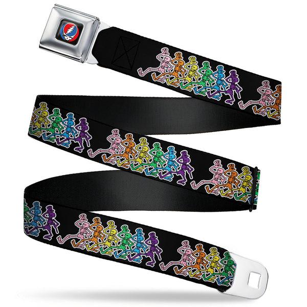 buckle down Steal Your Face Seatbelt Belt - Dancing Skeletons Black/Multi Color Webbing