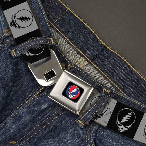 Buckle Down Steal Your Face Seatbelt Belt - Steal Your Face Blocks Black/White-Gray/Black Webbing