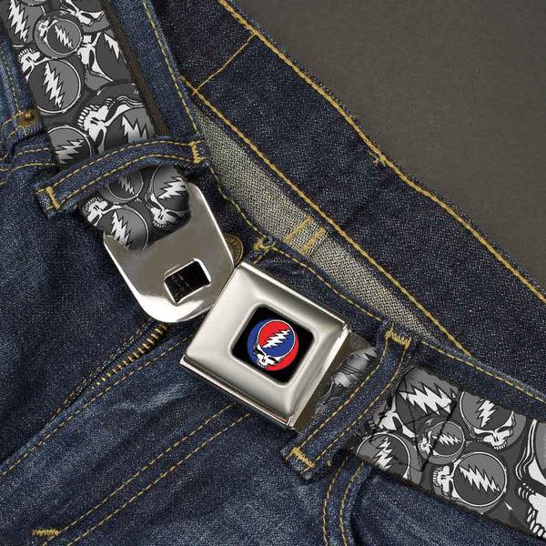 Buckle Down Steal Your Face Seatbelt Belt - Steal Your Face Stacked Gray Webbing