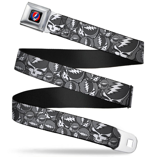 buckle down Steal Your Face Seatbelt Belt - Steal Your Face Stacked Gray Webbing