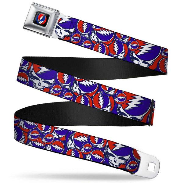 buckle down Steal Your Face Seatbelt Belt - Steal Your Face Stacked Red/White/Blue Webbing