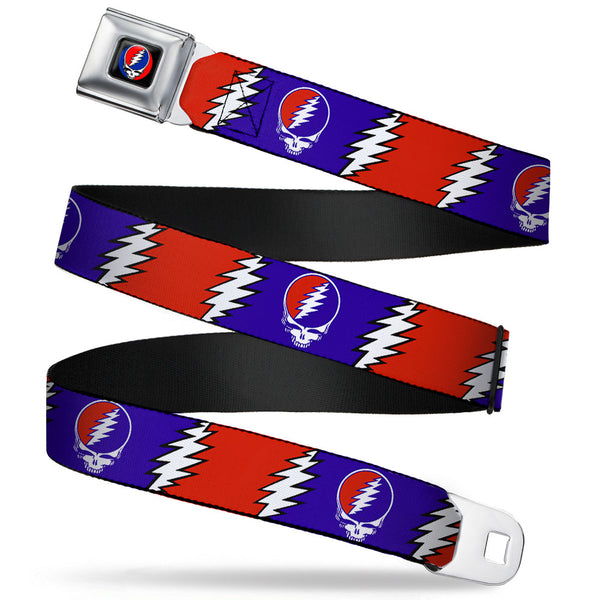 buckle down Steal Your Face Seatbelt Belt - Steal Your Face w/Lightning Bolt Repeat Red/White/Blue Webbing