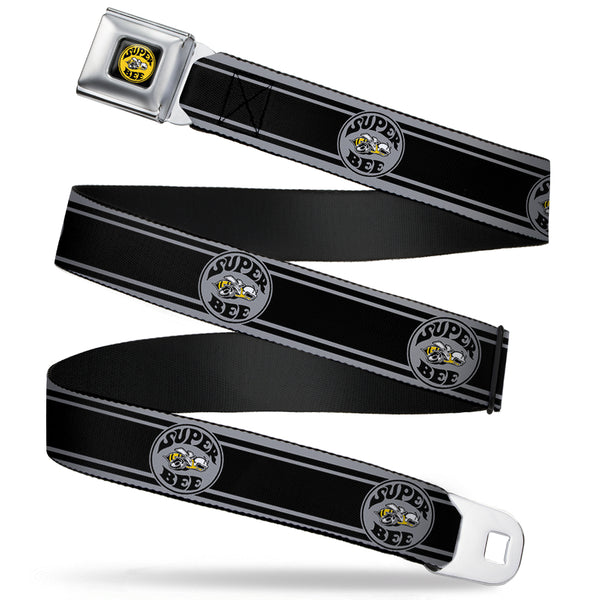 buckle down SUPER BEE Logo Full Color Black Yellow White Seatbelt Belt - SUPER BEE Logo/Stripes Black/Gray/Yellow/White Webbing