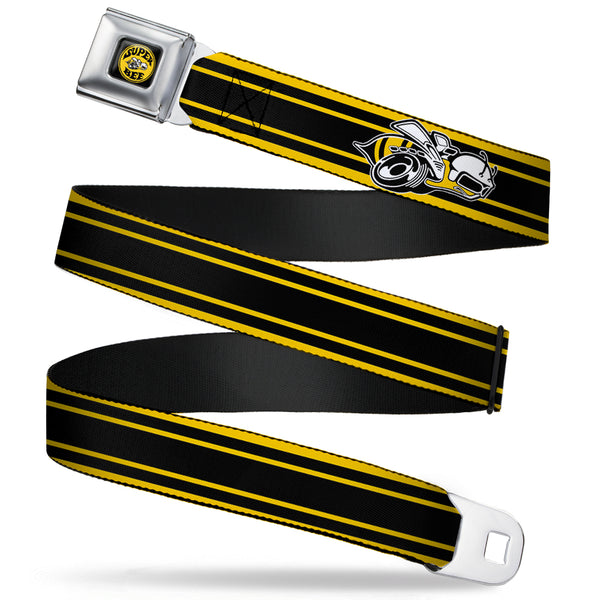 buckle down SUPER BEE Logo Full Color Black Yellow White Seatbelt Belt - SUPER BEE Logo/Stripes Black/Yellow/White Webbing