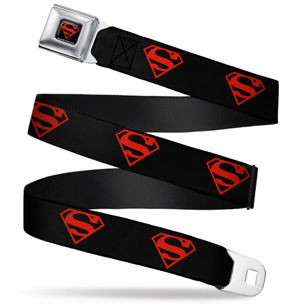 buckle down Superboy Shield Full Color Black/Red Seatbelt Belt - Superboy Shield Black/Red Webbing