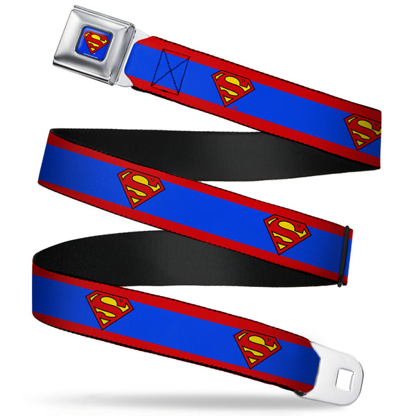 buckle down Superman Full Color Blue Seatbelt Belt - Superman Shield/Stripe Red/Blue Webbing