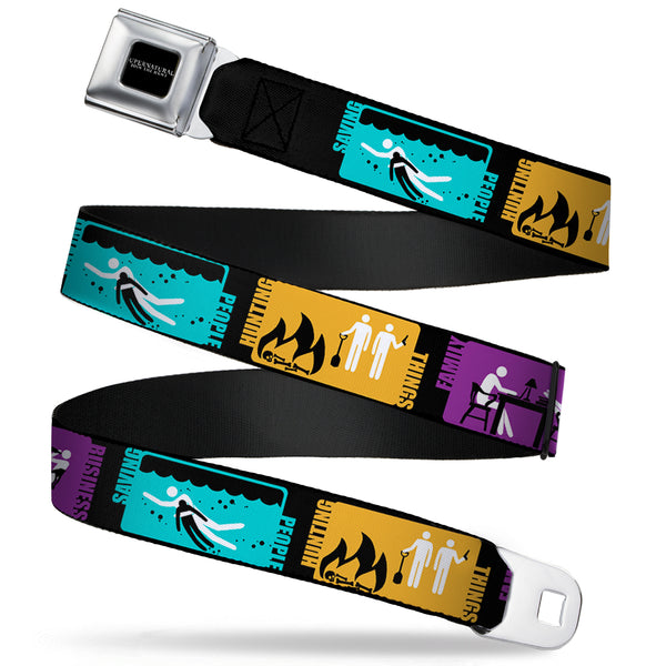 buckle down SUPERNATURAL-JOIN THE HUNT Full Color Black White Seatbelt Belt - Supernatural SAVING PEOPLE-HUNTING THINGS-FAMILY BUSINESS Blocks Black/Teal/Gold/Purple/White Webbing