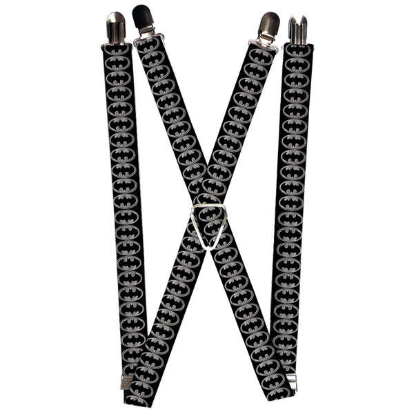 buckle down Suspenders - 1.0" - Batman Shield Black Silver