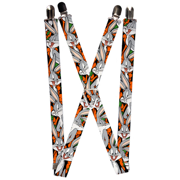 buckle down Suspenders - 1.0" - Bugs Bunny Expressions Carrots Black