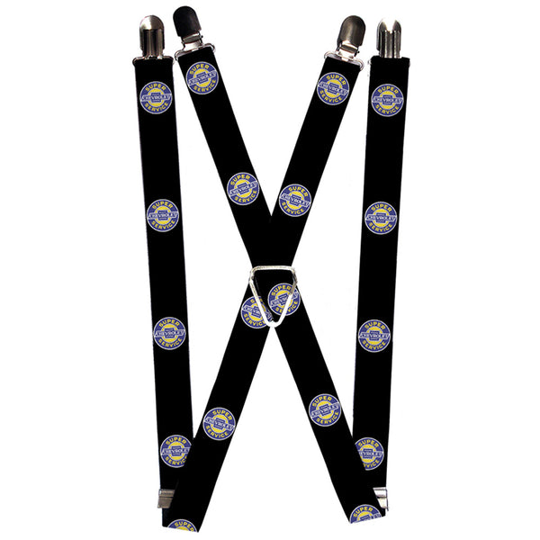 buckle down Suspenders - 1.0" - CHEVROLET SUPER SERVICE Logo Black Blue Yellow White