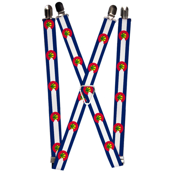 buckle down Suspenders - 1.0" - Colorado Flag/Marijuana Leaf
