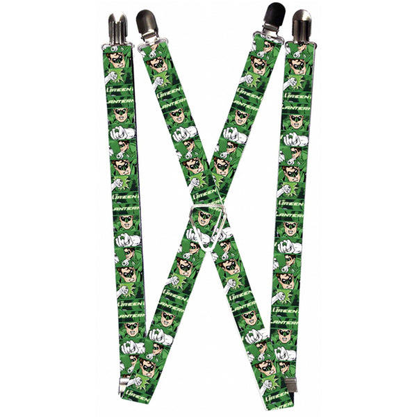 buckle down Suspenders - 1.0" - Green Lantern Green Glow w Text