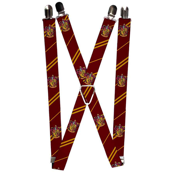 buckle down Suspenders - 1.0" - Gryffindor Crest Stripe2 Burgundy Gold