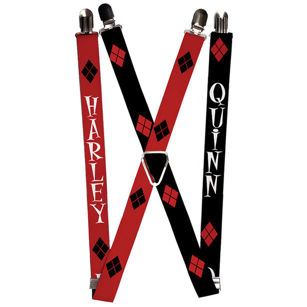 buckle down Suspenders - 1.0" - HARLEY Diamonds Red Black White + QUINN Diamonds Black Red White