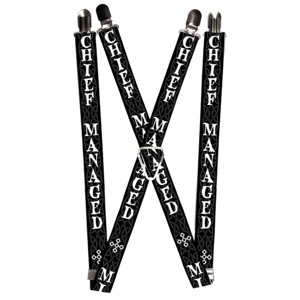 buckle down Suspenders - 1.0" - Harry Potter MISCHIEF MANAGED Black Gray White