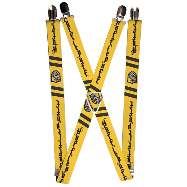 buckle down Suspenders - 1.0" - HUFFLEPUFF Badge 2-Stripe Yellow Black Grays