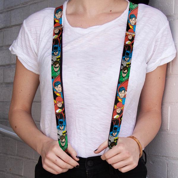 Buckle Down Suspenders - 1.0" - Justice League Superheroes CLOSE-UP New