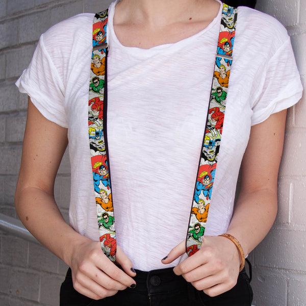 Buckle Down Suspenders - 1.0" - Justice League Superheroes CLOSE-UP
