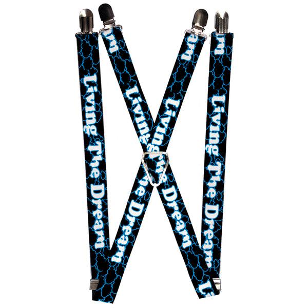 buckle down Suspenders - 1.0" - LIVING THE DREAM/Clouds Black/Blue/White