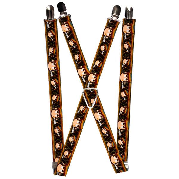 buckle down Suspenders - 1.0" - Multi Smoking Monkey Argyle Brown