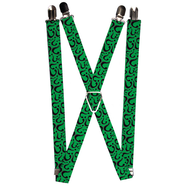 buckle down Suspenders - 1.0" - Question Mark Scattered Lime Green Black