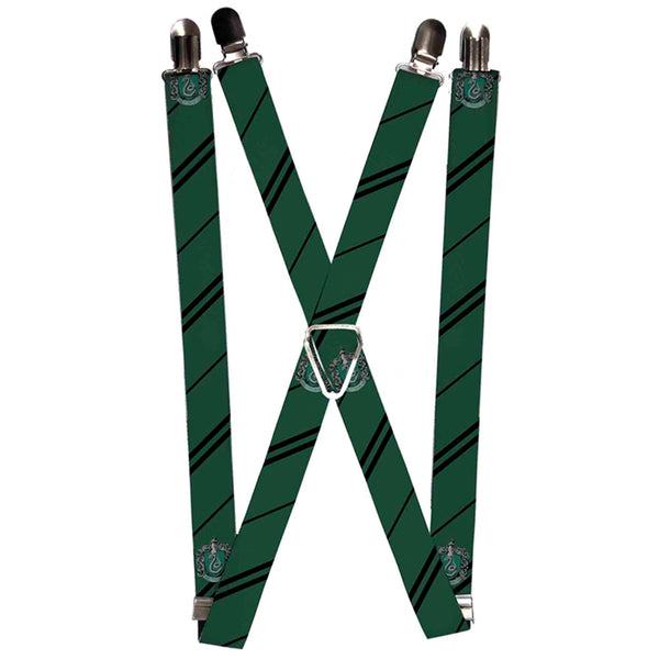 buckle down Suspenders - 1.0" - Slytherin Crest Stripe Green Black